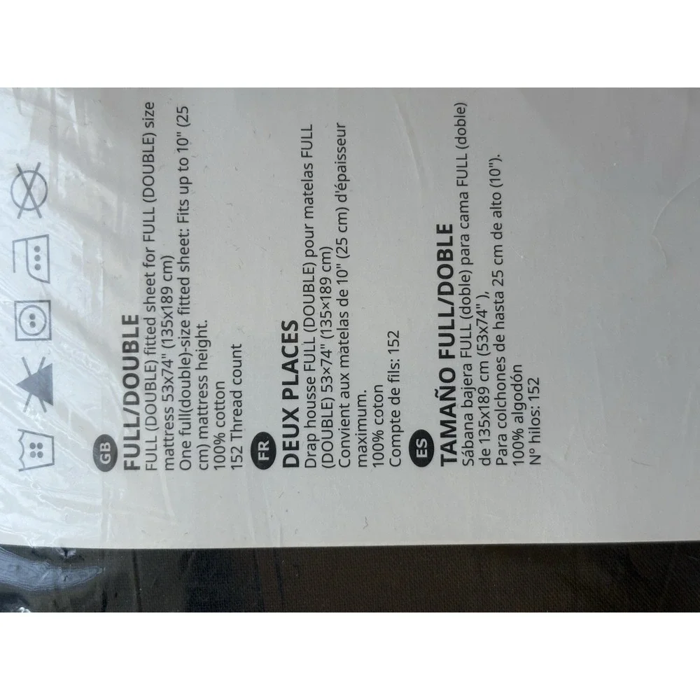 Ikea DVALA Full/Double Flat & Fitted Sheet Black Cotton